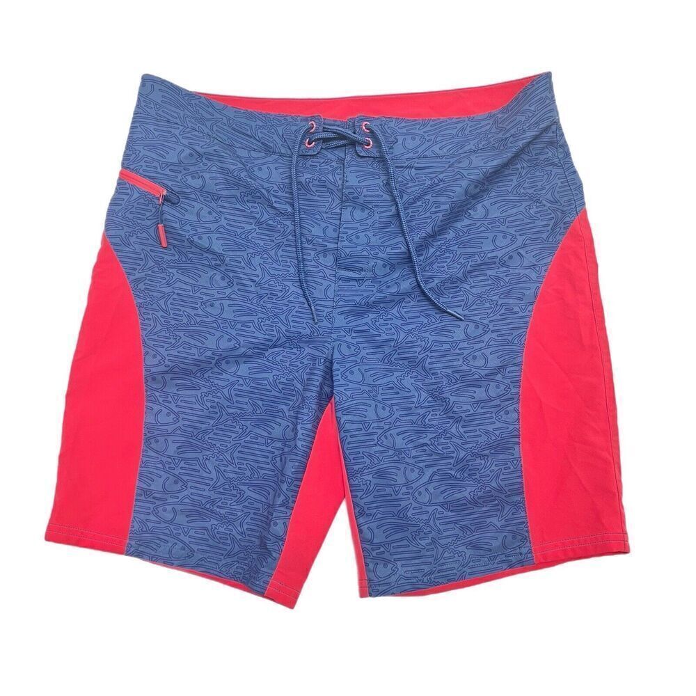 Vineyard Vines Men Size 33 Linear Tuna Pieced Swim Trunks Board Shorts Moonshine
